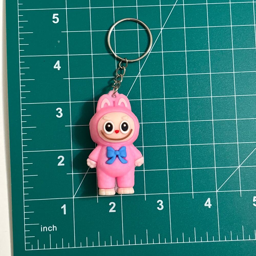 Pink Labubu Silicone Keychain Surprise Style Kawaii Bag Charm NWOT - Picture 5 of 14